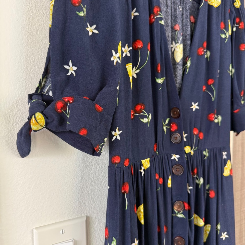 NEW Capulet Anthropologie Bettie Midi Shirtdress Navy Fruit Print Size Medium - Picture 7 of 15